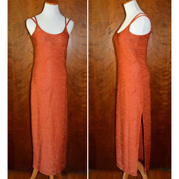 Vintage Newport News Persimmon Stretch Double Spaghetti Strap Full Length - Picture 1 of 7